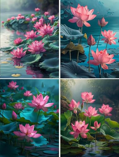 4 Stück Diamond Painting Full Set, Blumen Diamond Painting Erwachsene Kinder, DIY 5D Lotusblumen Diamant Malerei Bilder, 4er Set Strass Stickerei Painting für Wand Dekorationen und Geschenk 15x20cm 4 Stück Diamond Painting Full Set, Blumen Diamond Painting Erwachsene Kinder, DIY 5D Lotusblumen Diamant Malerei Bilder, 4er Set Strass Stickerei Painting für Wand Dekorationen und Geschenk 15x20cm von Xiaonu