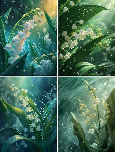 4 Stück Diamond Painting Full Set, Blumen Diamond Painting Erwachsene Kinder, DIY 5D Pflanzen Diamant Malerei Bilder, 4er Set Strass Stickerei Painting für Wand Dekorationen und Geschenk 30x40cm von Xiaonu