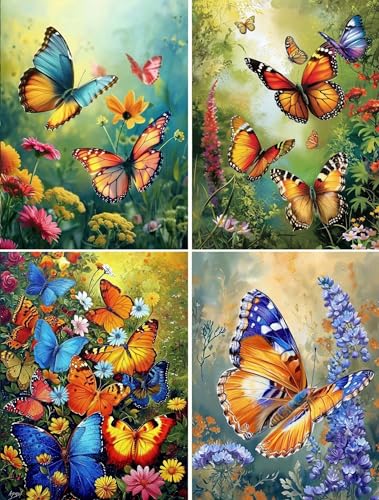 4 Stück Diamond Painting Full Set, Schmetterlinge Diamond Painting Erwachsene Kinder, DIY 5D Tiere Diamant Malerei Bilder, 4er Set Strass Stickerei Painting für Wand Dekorationen und Geschenk 15x20cm 4 Stück Diamond Painting Full Set, Schmetterlinge Diamond Painting Erwachsene Kinder, DIY 5D Tiere Diamant Malerei Bilder, 4er Set Strass Stickerei Painting für Wand Dekorationen und Geschenk 15x20cm von Xiaonu
