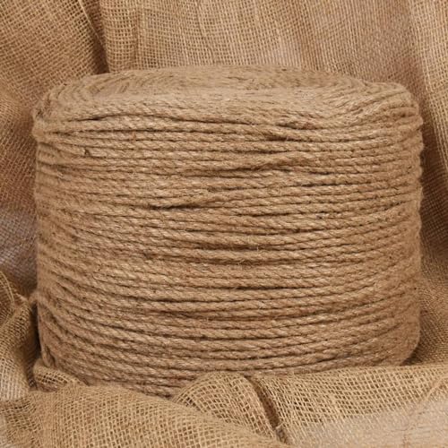 Xichuzi Juteseil 100 m Länge 6 mm Stärke, Sisalseil, Pflanzenbinder, Baumpfahl, Baumstütze, Bindfaden Garten Reißfest, Hanfseil Gewebt, Garn Dickes Seil Kordel von Xichuzi