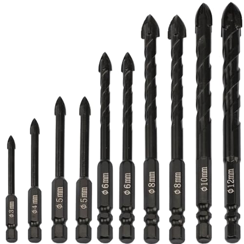 10 Stück Glasbohrer, Sägezahnbohrer, Glasbohrer Set, Fliesenbohrer, Professionelles Fliesenbohrer, Steinbohrer BohrerSet für Glas, Keramik, Porzellan, Holz, Spiegeln und Mauerwerk(Ø 3mm,4mm,5mm,6mm,8m 10 Stück Glasbohrer, Sägezahnbohrer, Glasbohrer Set, Fliesenbohrer, Professionelles Fliesenbohrer, Steinbohrer BohrerSet für Glas, Keramik, Porzellan, Holz, Spiegeln und Mauerwerk(Ø 3mm,4mm,5mm,6mm,8m von Xiciki