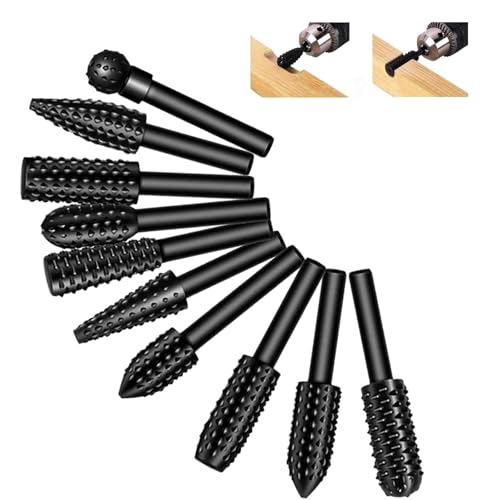 10 Stück Holzfräser für Bohrmaschine Holzraspel Raspel Set Feilen Holz Bohrer Fräser Set Bohrmaschine Schaft Werkzeug Holzschnitzerei Kugelfräser Holzfräser Zapfenfräser Konusfräser 10 Stück Holzfräser für Bohrmaschine Holzraspel Raspel Set Feilen Holz Bohrer Fräser Set Bohrmaschine Schaft Werkzeug Holzschnitzerei Kugelfräser Holzfräser Zapfenfräser Konusfräser von Xiciki