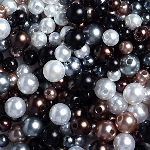 Xicommcn 900 Stück Perlen Glasperlen zum Auffädeln, Bastelperlen mit Loch, Perlen Großes Loch, Schmuckperlen zum Auffädeln, Bunte Deko Perlen Runde Perlen Armbänder Selber Machen (Schwarz) von Xicommcn