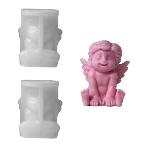 Xidmold 2 Stück 3D Engel Silikonform – Wiederverwendbare Kerzenform für DIY Duftkerzen, Seife & Harz – Detaillierte Engelsflügel Gießform für Weihnachtsdeko, Hochzeit & Heimdekoration von Xidmold