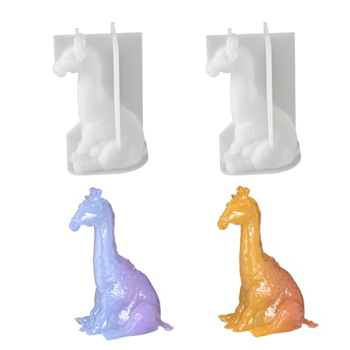 Xidmold 2 Stück 3D Giraffe Silikonform Set - Antihaft Tierform für Epoxidharz, Kerzen, Fondant, Heimdekoration,Seife & DIY Handwerk von Xidmold