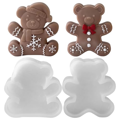 Xidmold 2 Stück Bär Kerze Silikonform ，tiere Kerzenform, Weihnachten DIY Silikon Kerzen Gießform für die Herstellung von Seife, Schokolade，Gips, Sojawachs Kerzen, Epoxidharz Handwerk von Xidmold