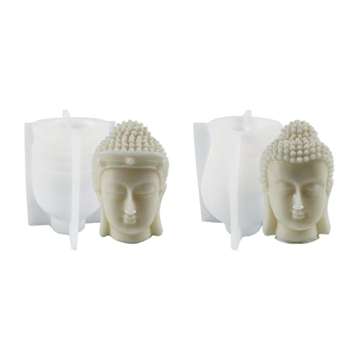 Xidmold 2 Stück Buddha Kopf Silikonform Kerzenform Gipsform 3D Buddha Silikon Gießform für Gips, Sojawachs Kerzen, Epoxidharz, Handwerk (B) von Xidmold