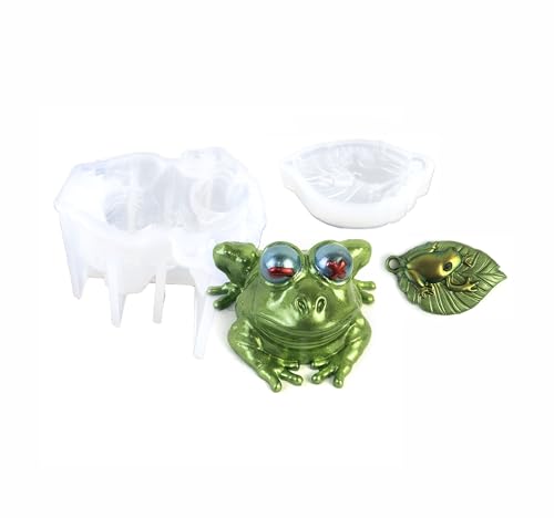 Xidmold 2 Stück Frosch Silikonform Epoxidharz, 3D Frosch Silikon Form Gießform für Fondant, Sojawachs Kerzen, Seife, Schlüsselanhänger, Handwerk von Xidmold