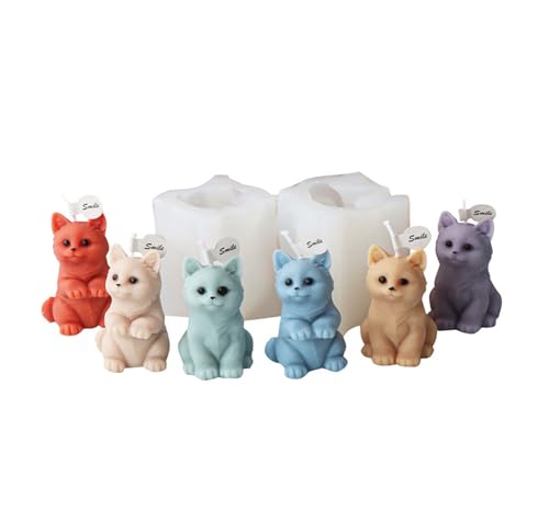 Xidmold 2 Stück Kerzengießformen Katze, 3D Katze Kerzenform Silikon,Kätzchen Silikonform für Fondant, Schokolade, Sojawachs Kerzen, Seife, Epoxidharz, Gips, Handwerk Xidmold 2 Stück Kerzengießformen Katze, 3D Katze Kerzenform Silikon,Kätzchen Silikonform für Fondant, Schokolade, Sojawachs Kerzen, Seife, Epoxidharz, Gips, Handwerk von Xidmold