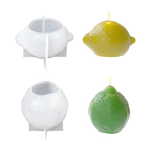 Xidmold 2 Stück Zitrone Kerzenform Silikon, 3D Zitrone Silikonform Gießform für Fondant, Schokolade, Sojawachs Kerzen, Seife, Gips, Epoxidharz, Handwerk von Xidmold