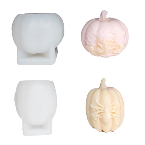 Xidmold 2PCS 3D Halloweens Schädel Kerze Formen 3D Halloween Kürbis Kerze Formen für Epoxidharz Gießen Thanksgiving Halloween für DIY Kunst Geschenke Home Decor von Xidmold