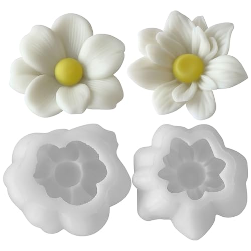 Xidmold 2er Set 3D Blumen Kerzenformen,Florale Silikonformen für Wachs, Harz & Schokolade, DIY Kerzen, Kuchen-Deko, Seife, Gips,Handwerk von Xidmold