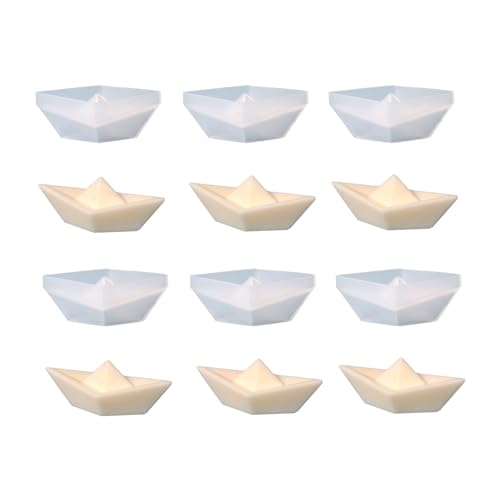 Xidmold 6 Stück 3D Origami Boot Silikonform Kerzenformen Seifenform Kuchen Fondant Silikon Formen Backform für Tortendeko, Schokolade, Seife, Sojawachs Kerzen, Handwerk von Xidmold