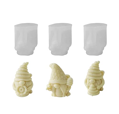 Xidmold 3 Stück Biene Wichtel Silikonformen Kerzeform Seifenform 3D Biene Zwerge Silikonform für Fondant, Sojawachs Kerzen, Seife, Gips, Epoxidharz, Figur, Handwerk von Xidmold