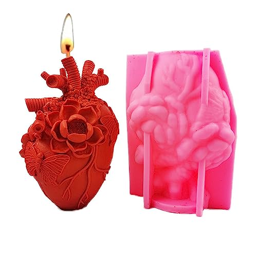 Xidmold 3D Anatomisches Herz Silikonform Groß, Halloween Blume Herzförmige Organ Silikon Form für für Backen, Fondant, Seife, Gips, Sojawachs Kerzen, Handwerk von Xidmold