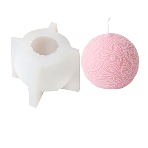 Xidmold 3D Blume Kugel Kerzenform Silikon, Silikonform Kugel Groß, Silikonform für Sojawachs Kerzen, Seife, Gips, Epoxidharz, Beton, Handwerk (F) von Xidmold