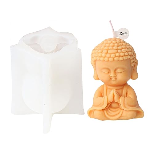 Xidmold 3D Buddha Silikonform Kerzengießform Buddha Kerzenform Gipsform Buddha Silikon Gießform für Gips, Sojawachs Kerzen, Epoxidharz, Handwerk (C) von Xidmold