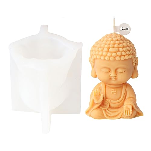 Xidmold 3D Buddha Silikonform Kerzengießform Buddha Kerzenform Gipsform Buddha Silikon Gießform für Gips, Sojawachs Kerzen, Epoxidharz, Handwerk (D) von Xidmold