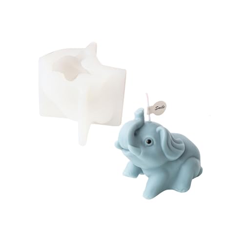 Xidmold 3D Elefant Silikonform, Tier Elefant Kerzenform Seifenform, Elefant Silikon Backform Kuchenform für Fondant, Tortendeko, Schokolade, Seife, Sojawachs Kerzen, Handwerk (D) von Xidmold