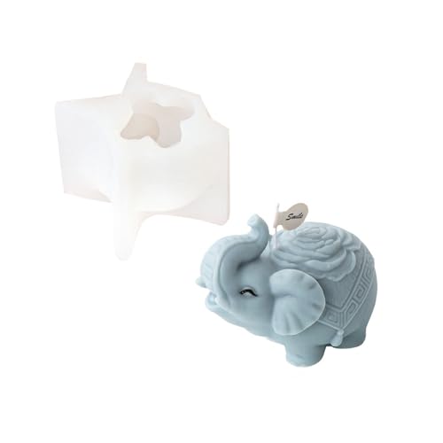 Xidmold 3D Elefant Silikonform, Tier Elefant Kerzenform Seifenform, Elefant Silikon Backform Kuchenform für Fondant, Tortendeko, Schokolade, Seife, Sojawachs Kerzen, Handwerk (E) von Xidmold