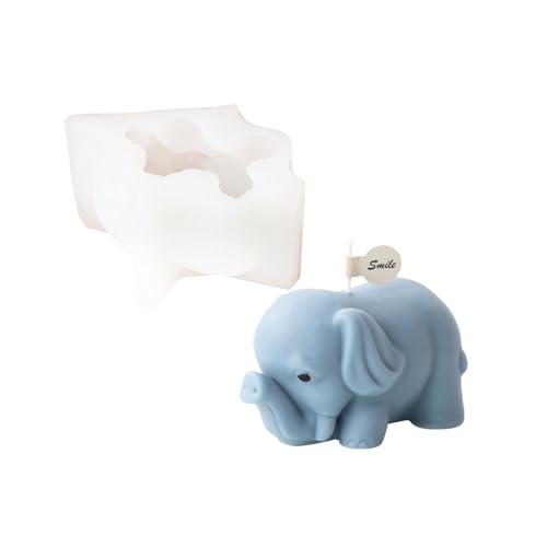 Xidmold 3D Elefant Silikonform, Tier Elefant Kerzenform Seifenform, Elefant Silikon Backform Kuchenform für Fondant, Tortendeko, Schokolade, Seife, Sojawachs Kerzen, Handwerk (F) von Xidmold