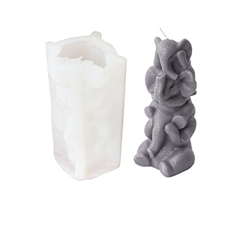 Xidmold 3D Elefant Silikonform Kerzenform, Tier Backform Silikon Formen für Fondant, Tortendeko, Schokolade, Seife, Gips, Sojawachs Kerzen, Epoxidharz Handwerk (D) von Xidmold