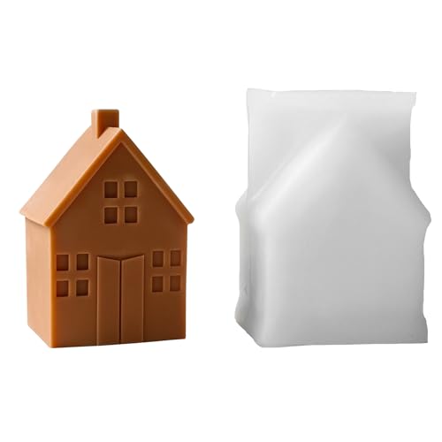 Xidmold 3D Haus Kerzenform Silikon-Weihnachtshaus Kerze & Harz Gießform – Für Aromatherapie Kerzen, Wachsseife & Gips Deko | DIY Landhaus Stil, Festliche Heimdekoration (A) von Xidmold