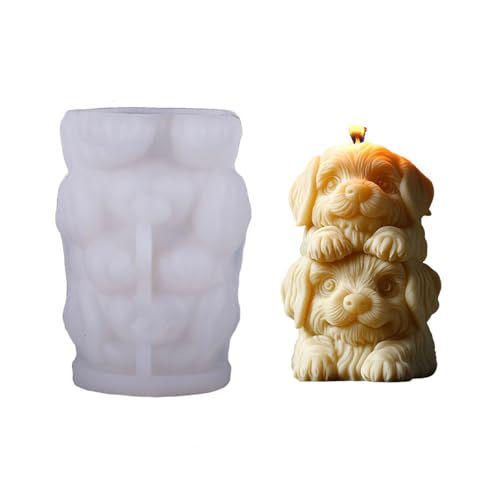 Xidmold 3D Hund Silikon Kerzenform,sSlikonform Hund,Tier Gießformen für Seife, Harz, Gips，Sojawachs Kerzen, Handwerk (C) von Xidmold