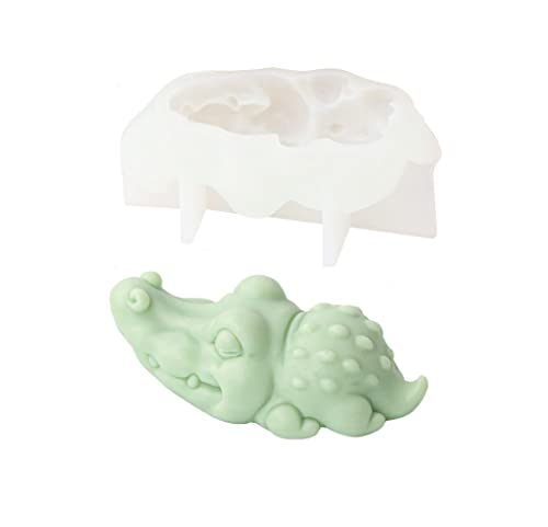 Xidmold 3D-Krokodil-Silikonform, Tierkerze, Seife, niedliches Krokodil-Silikonform für Fondant, Schokolade, Kuchendekoration, Kerze, Seife, Polymerton, Gips, Ornament, Harzkunst (Krokodil) von Xidmold