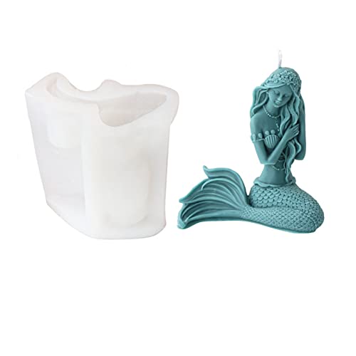 Xidmold 3D Meerjungfrau Silikonform Kerzenform Seifenform Meerjungfrau Silikon Formen für Sojawachs Kerzen, Seife, Gips Dekor, Handwerk (1#) von Xidmold