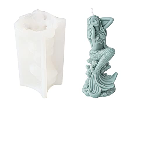 Xidmold 3D Meerjungfrau Silikonform Kerzenform Seifenform Meerjungfrau Silikon Formen für Sojawachs Kerzen, Seife, Gips Dekor, Handwerk (3#) von Xidmold