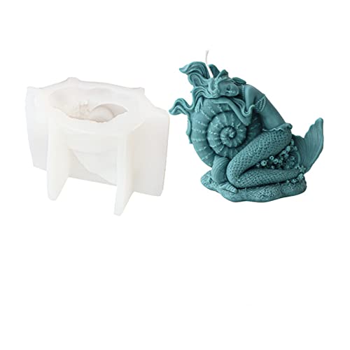 Xidmold 3D Meerjungfrau Silikonform Kerzenform Seifenform Meerjungfrau Silikon Formen für Sojawachs Kerzen, Seife, Gips Dekor, Handwerk (4#) von Xidmold
