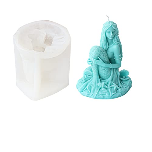 Xidmold 3D Meerjungfrau Silikonform Kerzenform Seifenform Meerjungfrau Silikon Formen für Sojawachs Kerzen, Seife, Gips Dekor, Handwerk (7#) von Xidmold