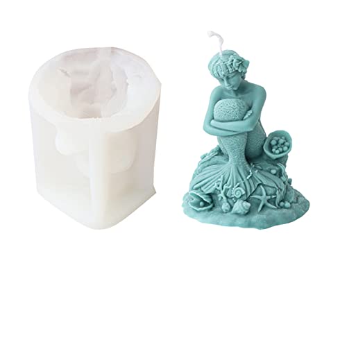 Xidmold 3D Meerjungfrau Silikonform Kerzenform Seifenform Meerjungfrau Silikon Formen für Sojawachs Kerzen, Seife, Gips Dekor, Handwerk (8#) von Xidmold