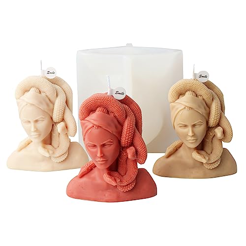 Xidmold 3D Schlange Frau Silikonform Kerzengießform Frau Kopf Kerzenform Gießform für Gips, Seife, Sojawachs Kerzen, DIY Handwerk Xidmold 3D Schlange Frau Silikonform Kerzengießform Frau Kopf Kerzenform Gießform für Gips, Seife, Sojawachs Kerzen, DIY Handwerk von Xidmold