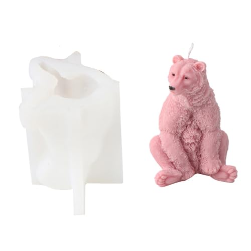 Xidmold 3D Tier Silikonform-Set (Katze/Bär/Frosch/Eichhörnchen) - Lebensmittelechte Anti-Haft Formen für Harz, Kerzen, Seifenherstellung - DIY Basteln, Epoxidguss, Wiederverwendbare Wachsformen (D) von Xidmold