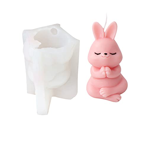 Xidmold 3D Yoga Kaninchen Silikonform Kerzenform Seifenform Kaninchen Silikon Formen Tier Backform für Tortendeko, Schokolade, Seife, Sojawachs Kerzen, Handwerk (Kaninchen A) von Xidmold