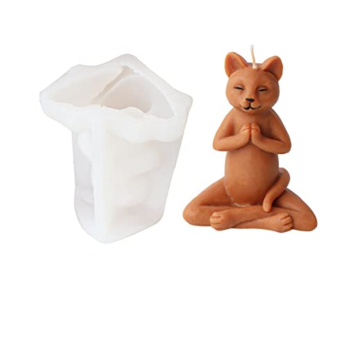 Xidmold 3D Yoga Katze Silikonform Kerzenform Seifenform Katze Silikon Formen Tier Backform für Tortendeko, Schokolade, Seife, Sojawachs Kerzen, Handwerk (Katze) von Xidmold