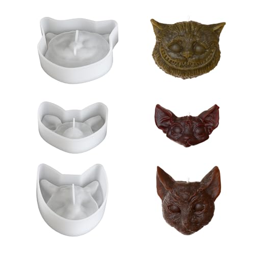 Xidmold 3er-Set Halloween Silikonformen Set - Fledermaus & Katze Epoxidharzformen für DIY Duftkerzen, Wachs, Polymer Clay, Seifenherstellung - Bastelbackdekorationen von Xidmold