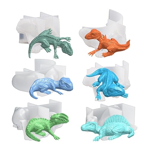 Xidmold 6 Stück Dinosaurier Silikonform Epoxidharz, 3D Dinosaurier Silikonform für Fondant, Tortendeko, Sojawachs Kerzen, Seife, Handwerk Xidmold 6 Stück Dinosaurier Silikonform Epoxidharz, 3D Dinosaurier Silikonform für Fondant, Tortendeko, Sojawachs Kerzen, Seife, Handwerk von Xidmold