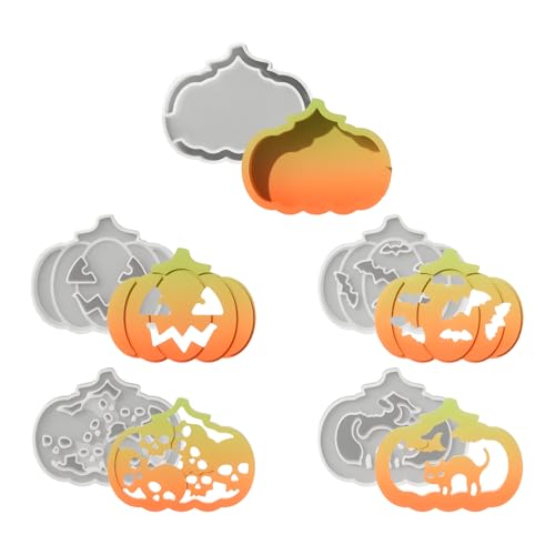 Xidmold 8er-Set Halloween Kürbis Teelichthalter Silikonformen - für Epoxidharz, Zement, Gips DIY Bastelprojekte - Halloween Deko & Kerzenhalter von Xidmold