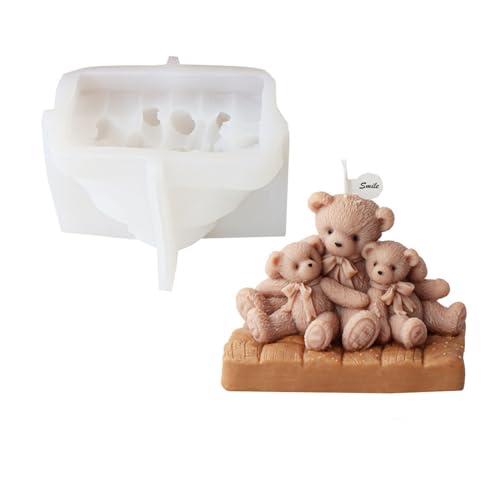 Xidmold Bärenfamilie Kerzenform Silikon, 3D Teddybär Silikonform für Fondant, Schokolade, Sojawachs Kerzen, Seife, Gips, Epoxidharz, Handwerk Xidmold Bärenfamilie Kerzenform Silikon, 3D Teddybär Silikonform für Fondant, Schokolade, Sojawachs Kerzen, Seife, Gips, Epoxidharz, Handwerk von Xidmold