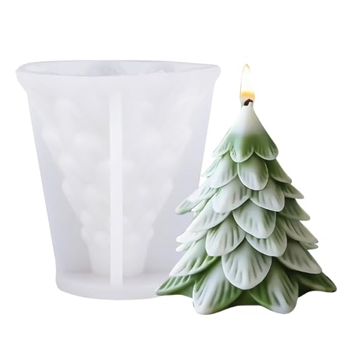 Xidmold Weihnachtsbaum Kerzenform - 3D Weihnachts Kegel-Gießform für Kerzen, Seifen & Epoxidharz - Ideal für Sojawachs, Gips,Fondant & DIY Handwerk (A) von Xidmold