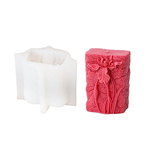 Xidmold Blumen Säule Silikonform Kerzengießform, Säule Kerzenform Seifenform, Silikon Formen für Seife, Sojawachs Kerzen, DIY Handwerk (D) von Xidmold