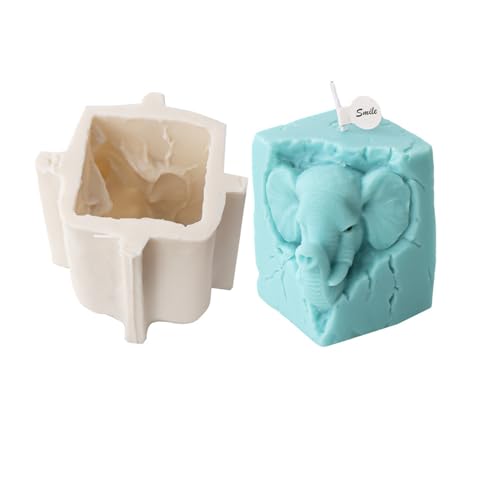 Xidmold Elefant Kerzenform Silikon, Tier Kerzen Silikonform, Kerzengießformen aus Silikon, Rechteck Wachsform für Kerzenherstellung (Elefant) von Xidmold