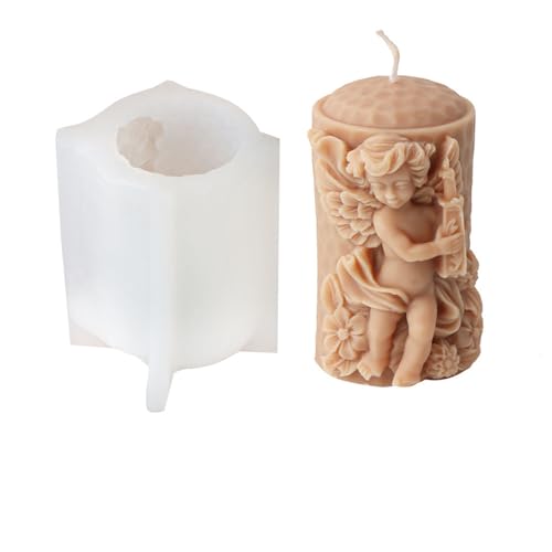 Xidmold Engel Silikonform Kerze Säule, Engel Kerzengießform Stumpenkerze, Säule Silikonform Gießform für Sojawachs Kerzen, Epoxidharz, Gips, Handwerk (E) von Xidmold