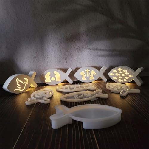 Xidmold Fisch Silikonformen Gießformen, Fisch Gipsformen zum Gießen, Epoxidharz Silikonformen für Taufe Deko, Handwerk von Xidmold