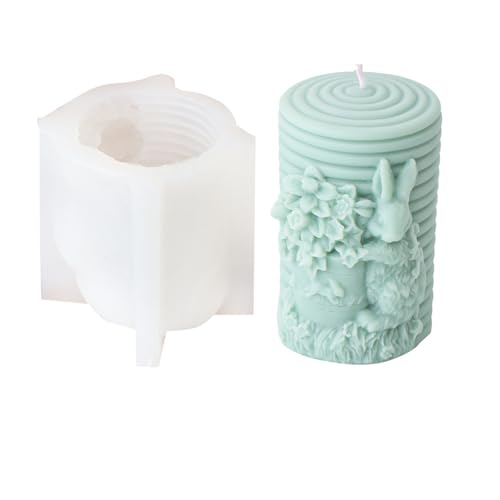 Xidmold Hase Kerzen Form Silikon Säule, Osterhase Säule Kerzenform, Ostern Kaninchen Silikonform Gießform for Sojawachs Kerzen, Gips, Epoxidharz, Handwerk (B) von Xidmold