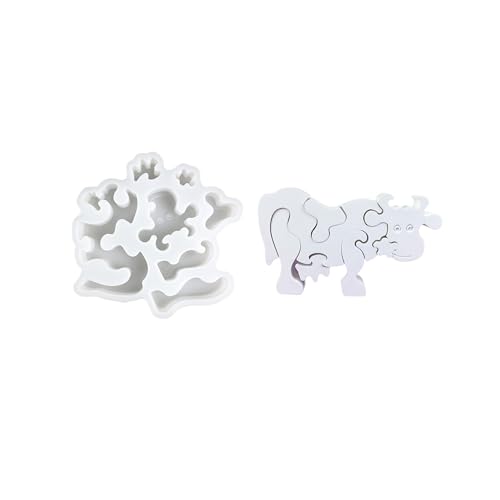 Xidmold Kuh Puzzle Epoxidharz Form, Gipsform Tiere, Kuh Silikonform für Epoxidharz, Seife, Gips, Handwerk von Xidmold