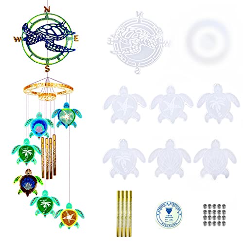 Xidmold Meeresschildkröten-Windspiel-Harzformen, Silikonform-Set zum Gießen, Schildkröten-Epoxidharz-Formen, Bastelzubehör für DIY-Windglocken-Dekorationen, Heimdekoration Xidmold Meeresschildkröten-Windspiel-Harzformen, Silikonform-Set zum Gießen, Schildkröten-Epoxidharz-Formen, Bastelzubehör für DIY-Windglocken-Dekorationen, Heimdekoration von Xidmold
